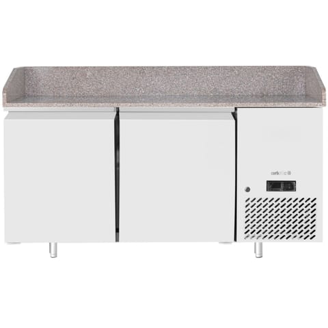 ⁨Stół chłodniczy do pizzy z granitowym blatem rantem 2-drzwiowy 250 l 250 W 151x80x88 cm⁩ w sklepie Wasserman.eu