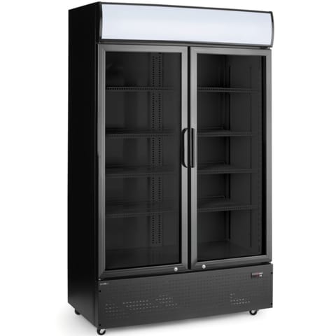 ⁨Lodówka chłodziarka barowa 2-drzwiowa z podświetlanym panelem 512 l 510 W⁩ w sklepie Wasserman.eu