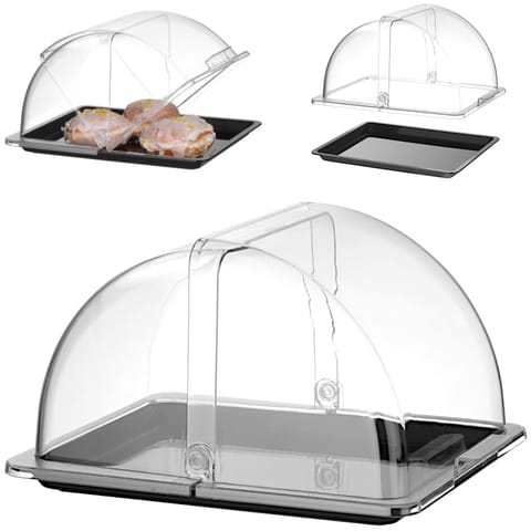 ⁨Witrynka taca ekspozycyjna bufetowa z pokrywą roll-top GN 1/2⁩ w sklepie Wasserman.eu