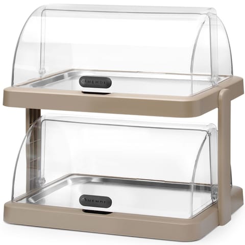 ⁨Witrynka chłodząca podwójna bufetowa z pokrywą roll-top Duo UNIQ - beżowa⁩ w sklepie Wasserman.eu