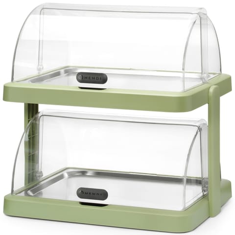 ⁨Witrynka chłodząca podwójna bufetowa z pokrywą roll-top Duo UNIQ - zielona⁩ w sklepie Wasserman.eu