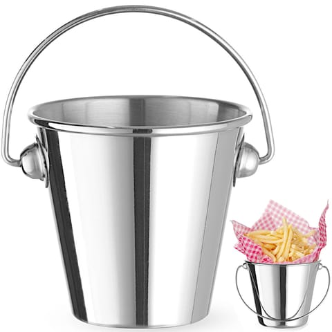 Mini wiaderko z uchwytem do serwowania przekąsek stalowe śr. 75x66 mm w sklepie Wasserman.eu