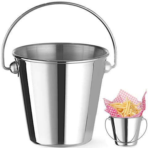 Mini wiaderko z uchwytem do serwowania przekąsek stalowe śr. 90x85 mm w sklepie Wasserman.eu