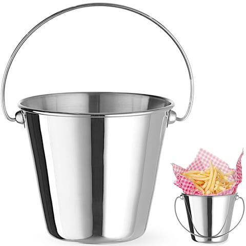 Mini wiaderko z uchwytem do serwowania przekąsek stalowe śr. 130x110 mm w sklepie Wasserman.eu