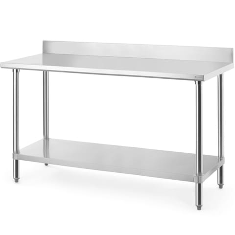 ⁨Stół przyścienny z półką rantem skręcany Budget Line 160x60x95 cm⁩ w sklepie Wasserman.eu