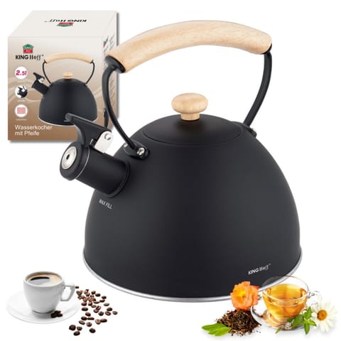 ⁨CZAJNIK 2,5L Z GWIZDKIEM KINGHOFF KH-1999 CZARNY MAT⁩ w sklepie Wasserman.eu