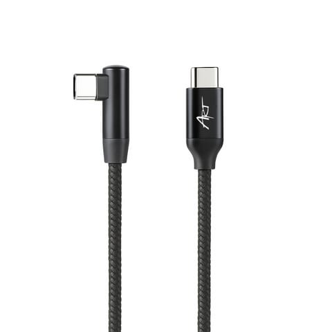 ⁨KABEL USB-C do C M-M kątowy 480Mbps 60W 0,5m ART czarny, oplot, obudowa ALU⁩ w sklepie Wasserman.eu