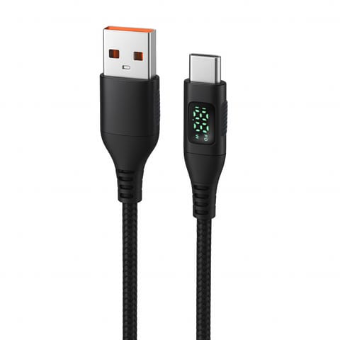 ⁨KABEL USB-C/USB-A M-M 480Mbps 60W 1m ART czarny, oplot, wyświetlacz⁩ w sklepie Wasserman.eu