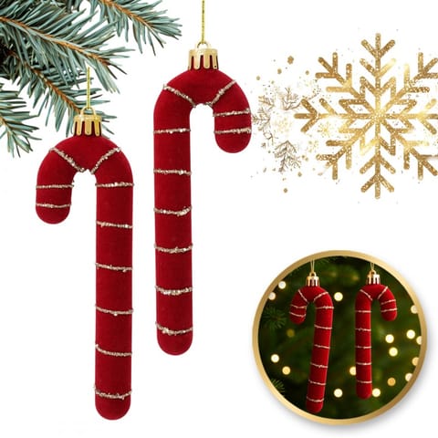 ⁨Ozdoba świąteczna bordowe lizaki welurowe 2szt WOZ59⁩ w sklepie Wasserman.eu