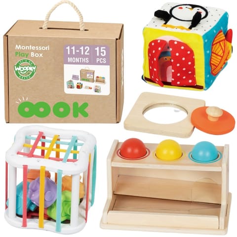 ⁨WOOPIE GREEN Pudełko Box 5w1 Montessori Edukacujny 11-12M FSC⁩ w sklepie Wasserman.eu