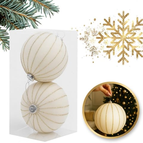 ⁨Ozdoba świąteczna biała bombka welurowa XXL 2szt WOZ58⁩ w sklepie Wasserman.eu