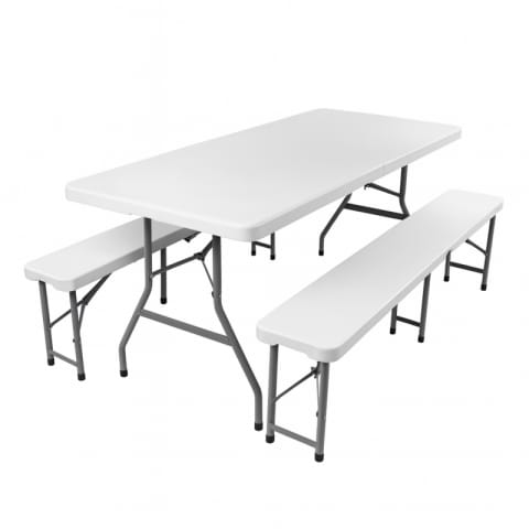 ⁨Składany zestaw kateringowy, turystyczny  stół + 2 ławki 70x180 cm SC11⁩ w sklepie Wasserman.eu