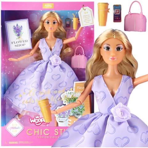⁨WOOPIE ROYAL Lalka Lily Długie Blond Włosy 30 cm Lawendowa Suknia Akcesoria⁩ w sklepie Wasserman.eu