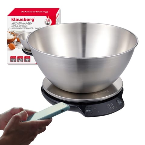 ⁨ELEKTRONICZNA WAGA KUCHENNA 5kg/1.8l KLAUSBERG KB-7939 Bluetooth⁩ w sklepie Wasserman.eu