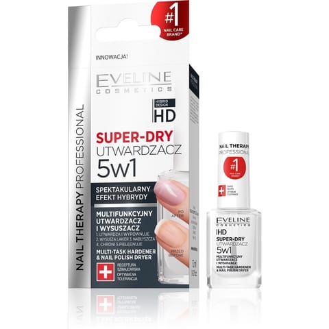 ⁨EVELINE Nail Therapy Utwardzacz i wysuszacz do paznokci 5w1 Super-Dry 12 ml⁩ w sklepie Wasserman.eu