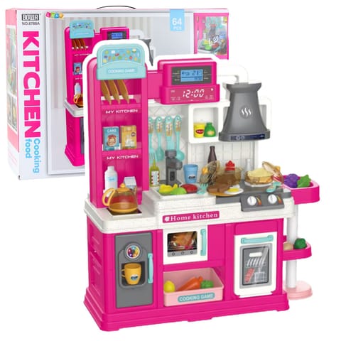 ⁨Kuchnia Dla Dzieci Obieg Wody Zmiana Koloru Żywności Para Różowa 64 el.⁩ w sklepie Wasserman.eu