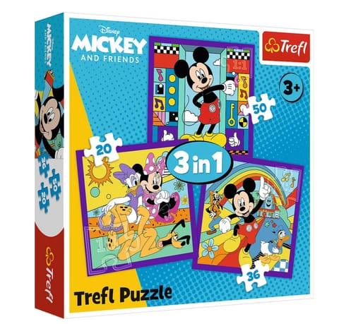 ⁨Puzzle - 3w1 (20, 36, 50) - Miki i jego wesoła ekipa - Myszka Miki i Przyjaciele - Trefl 34894⁩ w sklepie Wasserman.eu