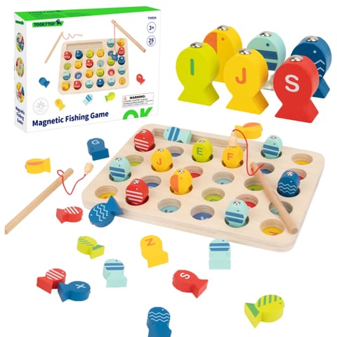 ⁨Tooky Toy Drewniana Gra Łowienie Rybek Nauka Literek 29 el.⁩ w sklepie Wasserman.eu