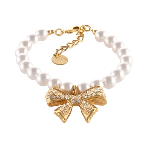 ⁨Bransoletka z pereł, z kokardką zdobioną kryształkami Aria Princess Collection (B25/NUT/09AU)⁩ w sklepie Wasserman.eu