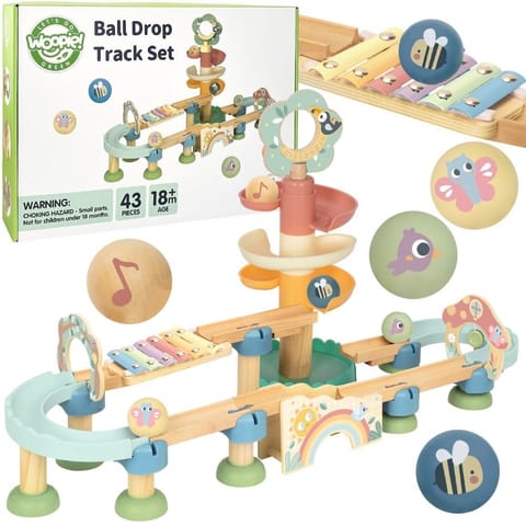 ⁨WOOPIE GREEN Drewniany Tor Kulkowy z Efektami Dźwiękowymi Cymbałki FSC⁩ w sklepie Wasserman.eu