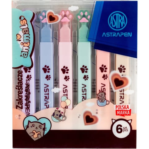 ⁨Zakreślacze z łapkami ASTRAPEN Animals Choco 6kol. 208025901⁩ w sklepie Wasserman.eu