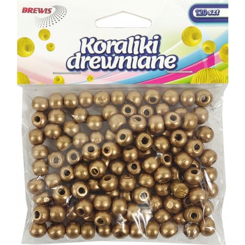⁨Koraliki drewniane 8mm złote (120sztuk - 18g) KD8-4 BREWIS⁩ w sklepie Wasserman.eu