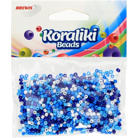 ⁨Koraliki akrylowe 35mm biało - niebieskie (30g) KZ13 BREWIS⁩ w sklepie Wasserman.eu