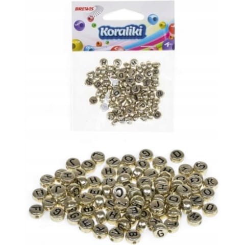 ⁨Koraliki złote z literkami KL7 BREWIS⁩ w sklepie Wasserman.eu