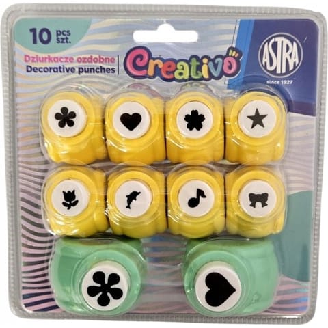 ⁨Zestaw kreatywny 3 ASTRA Creativo 10szt. dziurkacze 10mm 8szt., 18mm 2szt. 334025903⁩ w sklepie Wasserman.eu
