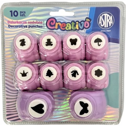 ⁨Zestaw kreatywny 4 ASTRA Creativo 10szt. dziurkacze 10mm 8szt., 18mm 2szt. 334025904⁩ w sklepie Wasserman.eu