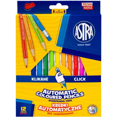 ⁨Kredki automatyczne bez temperowania ASTRA-12 kolorów 312025005⁩ w sklepie Wasserman.eu