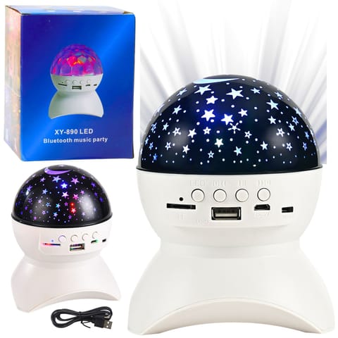 ⁨Lampka Nocna Projektor Gwiazd Głośnik 3w1 LED Bluetooth Biała⁩ w sklepie Wasserman.eu