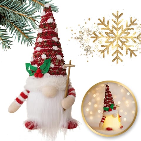 ⁨KRASNAL świąteczny świecący na baterie, lampka Z PLUSZU 13 x 29 cm, KSN209⁩ w sklepie Wasserman.eu