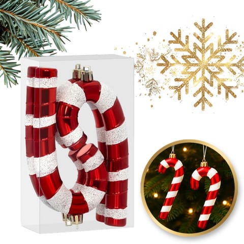 ⁨Ozdoba na choinkę 4 szt. lizak czerwono-biały 7 x 14 cm BSN73⁩ w sklepie Wasserman.eu