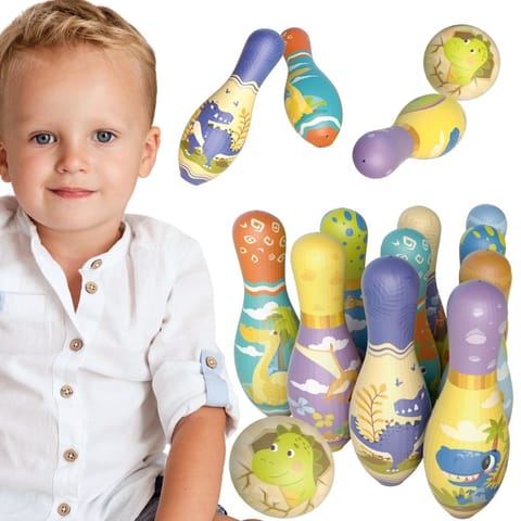 ⁨WOOPIE Gra Zręcznościowa Kręgle Miękkie Soft Dinozaury Zestaw 12el.⁩ w sklepie Wasserman.eu