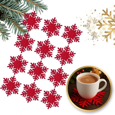 ⁨Świąteczna podkładka na stół 13 cm ażurowa ŚNIEŻYNKA - zestaw 12 szt. MP54⁩ w sklepie Wasserman.eu