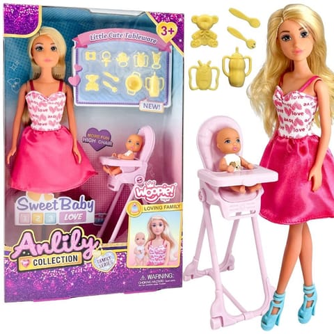⁨WOOPIE ROYAL Lalka Lily Bobas Krzesełko do Karmienia Zestaw Akcesoria⁩ w sklepie Wasserman.eu