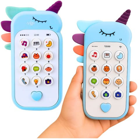 ⁨Dziecięcy Telefon Edukacyjny Światła Dźwięki Melodie Niebieski⁩ w sklepie Wasserman.eu