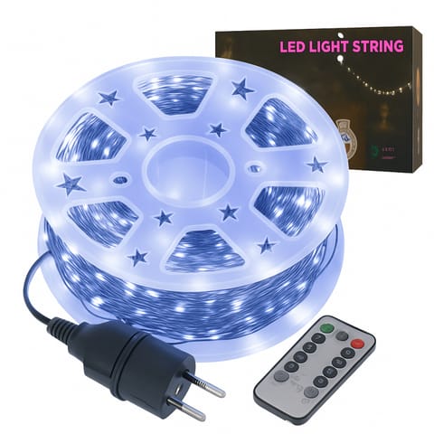 ⁨Zewnętrzne/ wewnętrzne lampki choinkowe drucik 1000 LED 100m, chłodne białe LAMP49⁩ w sklepie Wasserman.eu