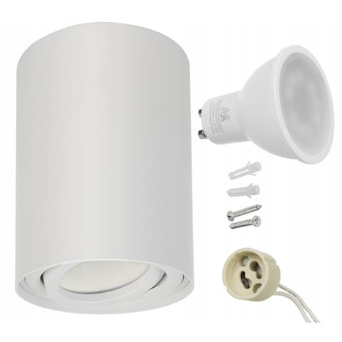 ⁨Plafon okrągły Maclean biały MCE422 + żarówka LED GU10 5W 4000K⁩ w sklepie Wasserman.eu