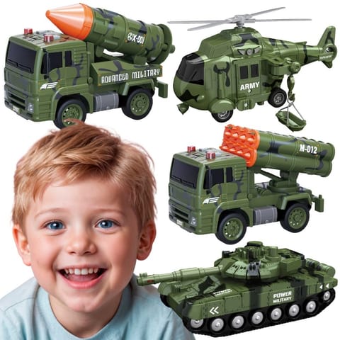 ⁨WOOPIE Zestaw Pojazdów Wojskowych z Wyrzutnią Czołg Helikopter 4SZT Skala 1:20⁩ w sklepie Wasserman.eu