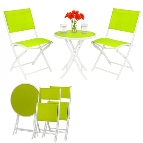 ⁨BLACK FOREST MAŁY ZESTAW MEBLI OGRODOWYCH DWA KRZESŁA + STOLIK BIAŁO ZIELONY L-0201N⁩ w sklepie Wasserman.eu