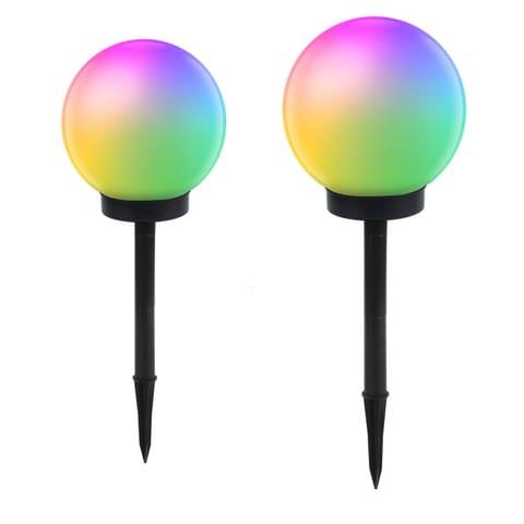 ⁨Solarna lampa wolnostojąca ogrodowa GreenBlue, kula, 15x15x48cm, kolorowy LED RGB, GB122 + 25x58 GB166⁩ w sklepie Wasserman.eu