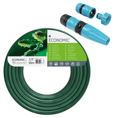 ⁨Wąż ogrodowy Cellfast Economic 1/2" 50m + zraszacz⁩ w sklepie Wasserman.eu