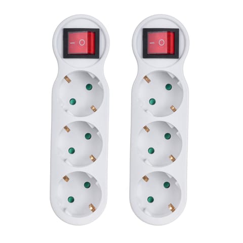 ⁨2x Gniazdko prądowe Maclean, potrójne, z wyłącznikiem i uziemieniem, 16A, wersja niemiecka, MCE216⁩ w sklepie Wasserman.eu