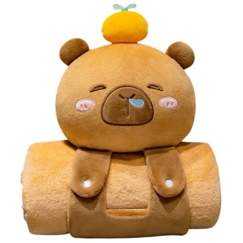 ⁨Mięciutki koc z poduszką KAPIBARA XL Flanela 100*170cm GRUBY MIĘKKI NARZUTA KOC20⁩ w sklepie Wasserman.eu