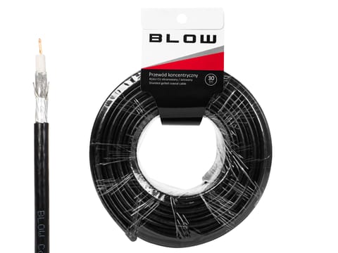 ⁨Przewód koncentryczny RG6U CU 1,02 96x ekran żelowany czarny⁩ w sklepie Wasserman.eu