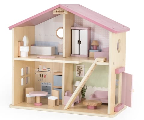 ⁨Viga 44256 PolarB Dwupoziomowy domek dla lalek z mebelkami⁩ w sklepie Wasserman.eu