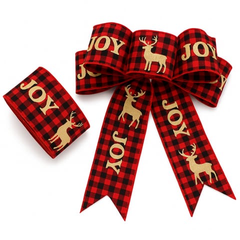 ⁨Taśma świąteczna na kokardę, wstążka na prezent Boże Narodzenie 5cm x 5m KSN85⁩ w sklepie Wasserman.eu