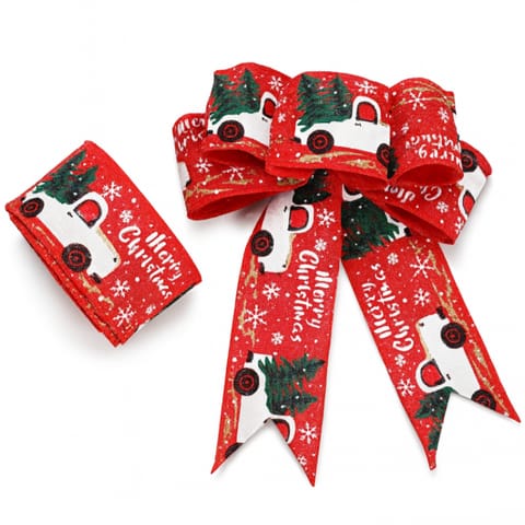 ⁨Taśma świąteczna na kokardę, wstążka na prezent Bożonarodzeniowa 5cm x 2m KSN133⁩ w sklepie Wasserman.eu